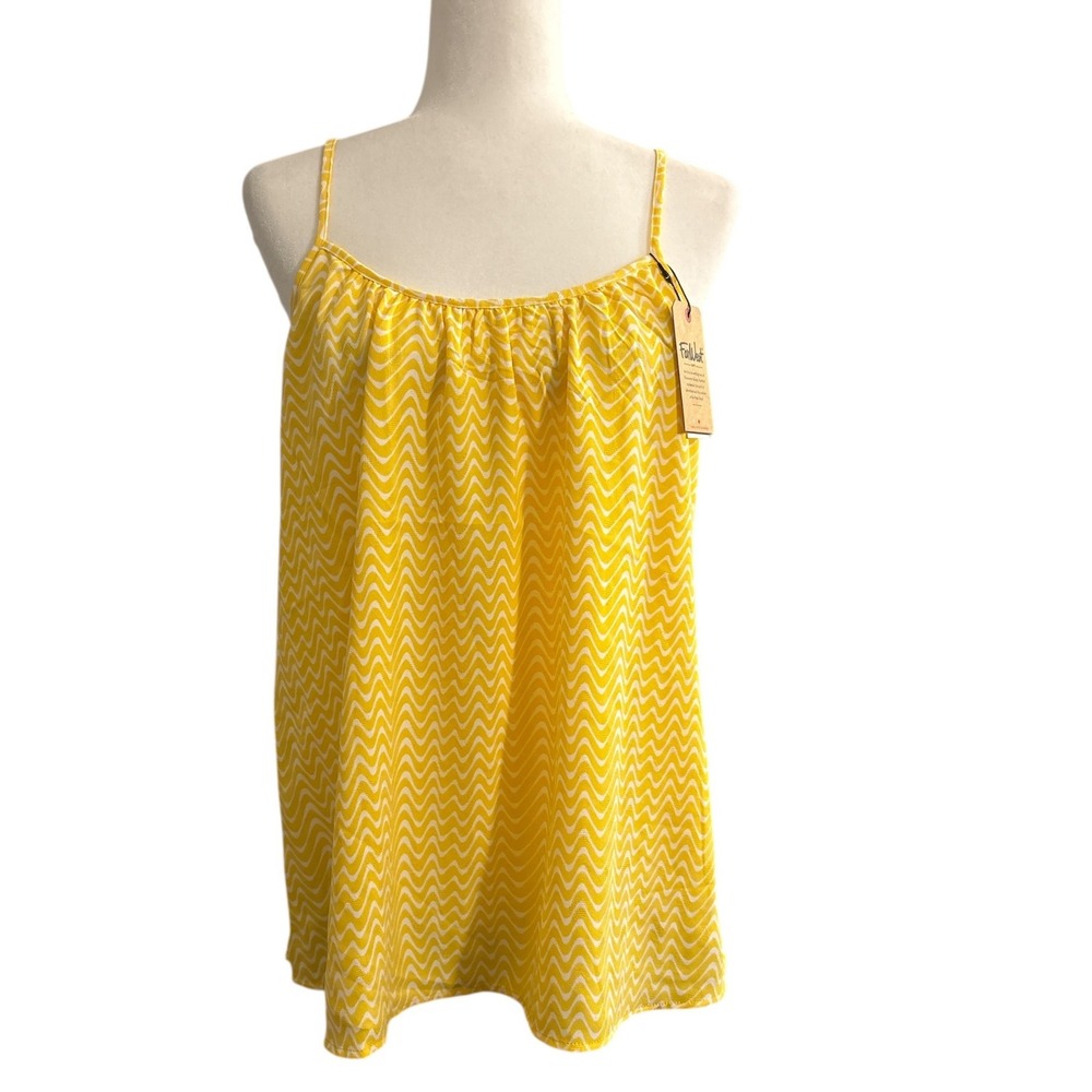 NEW FarWest Yellow Zigzag Print Tank Top‎ Lightweight Women's Size Large